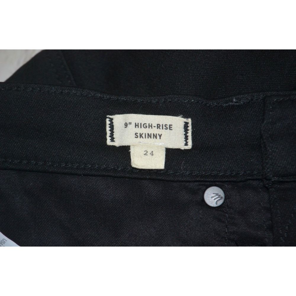 MADEWELL Women's 9" High Rise Skinny Jeans SIZE 24 Black Wash Raw Hem - Picture 8 of 8